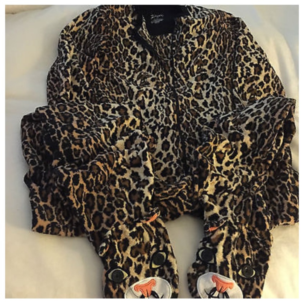 Nick & Nora leopard cat onesie footie pajamas